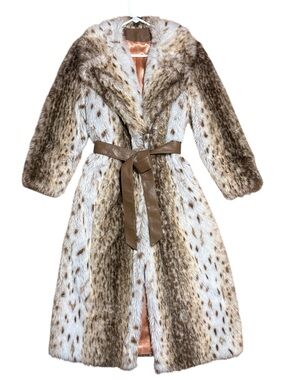 Country Pacer Tissavel Of France Lynx/Snow Leopard Faux Fur Vintage Coat